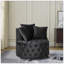 Fauteuil pivotant en velours rembourré pour le salon, avec capitonnage à boutons et roues mobiles, comprenant 3 coussins-118043615