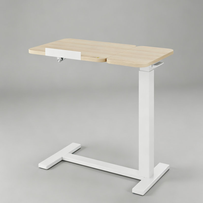 Petite table roulante au-dessus du lit, bureau d'ordinateur portable à hauteur réglable avec bureau inclinable et roulettes pour le bureau personnel, le chevet, le grain du bois