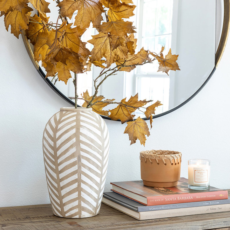 Materials: Ceramic Table Vase, 14.5" H x 9" W x 9" D