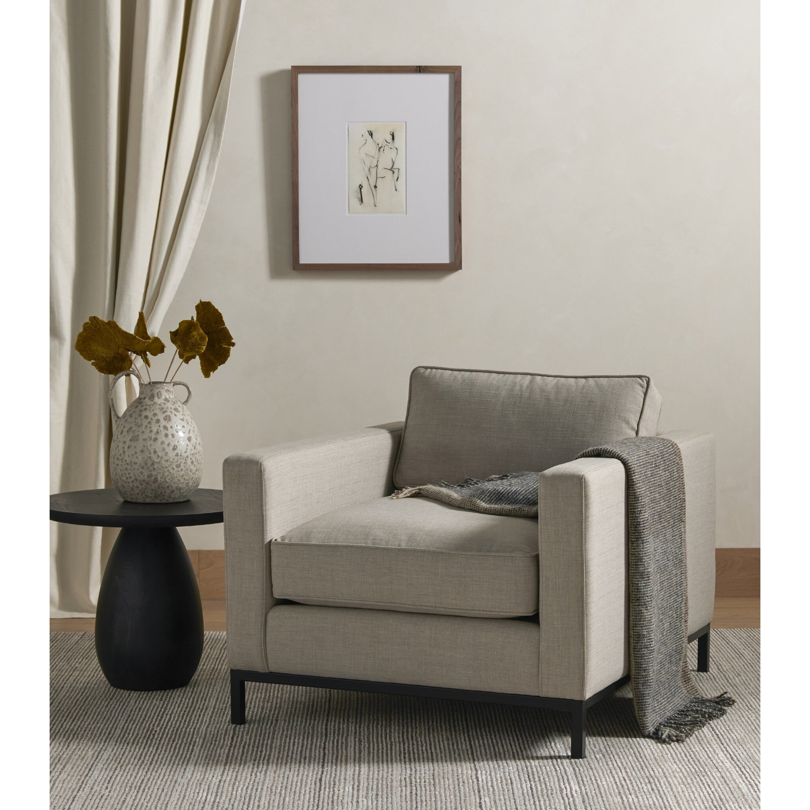 Julio End Table, Black Wash Ash Veneer, 17.75" H x 21.75" W x 21.75" D