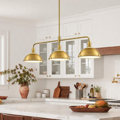 Lysander 3-Light Modern Linear Kitchen Island Pendant with Glass Diffuser