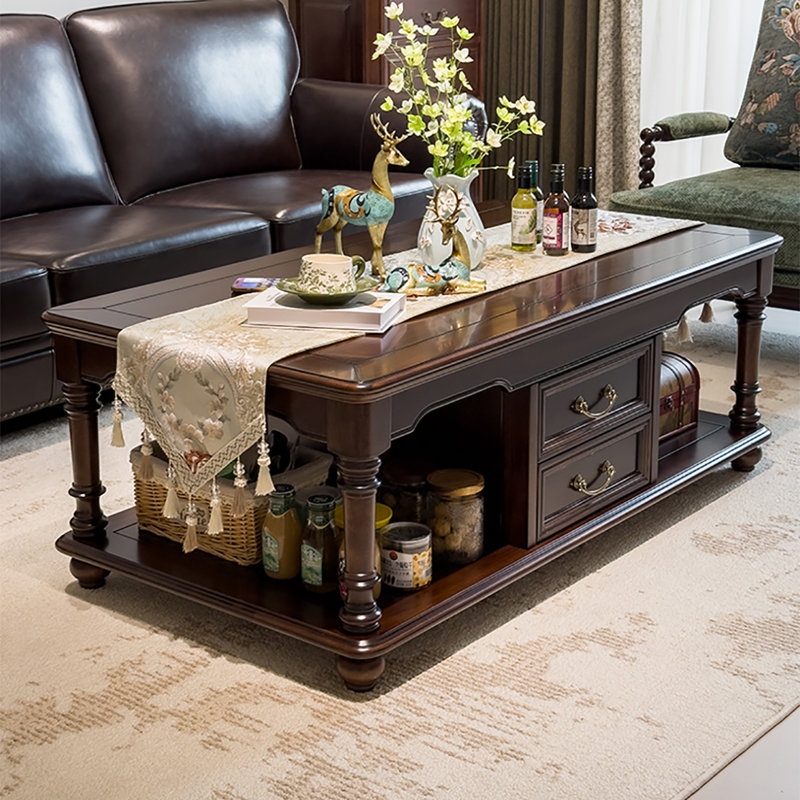 Table basse American Retro en couleur noyer, H 20,5 po x L 47,2 po x l 23,6 po