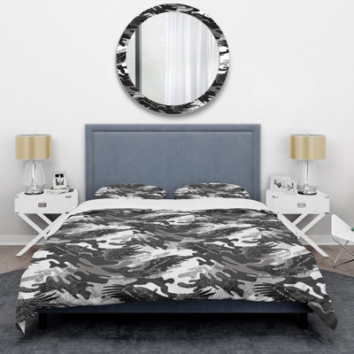 Black And White Camouflage Polyester Camouflage Duvet Cover