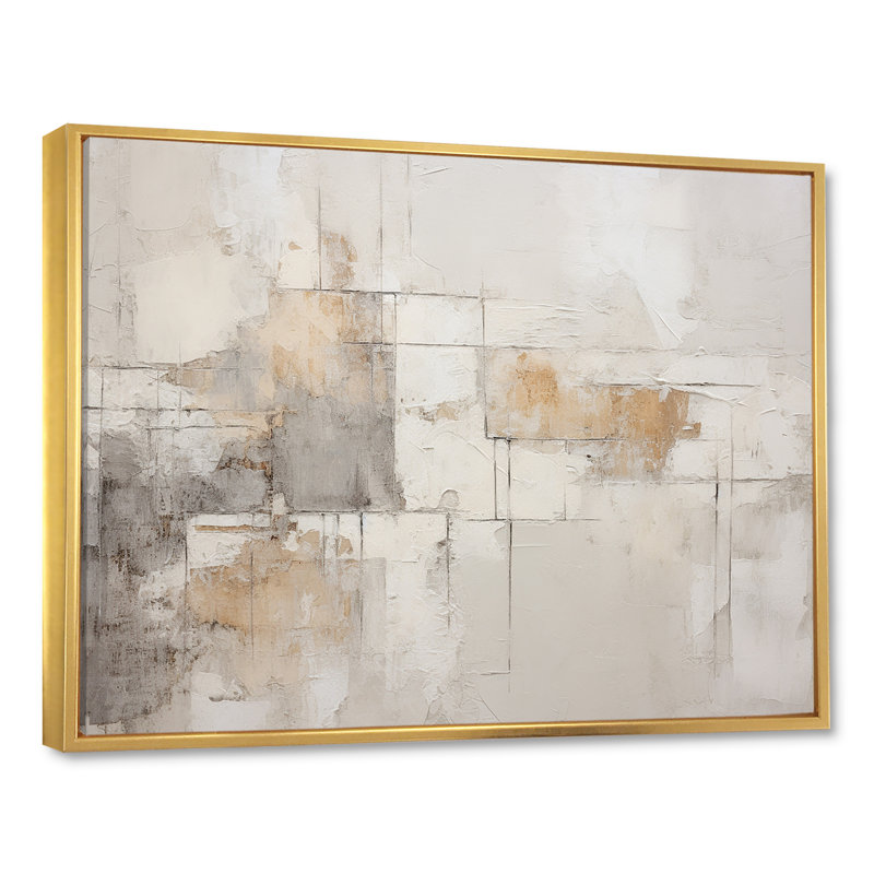 Minimalisme, art zen moderne scandinave I - Art mural moderne-scandinave, Cadre flottant doré, H 30 po x l 40 po x P 1,5 po