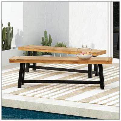 Ensemble de 2 bancs d'extérieur pour terrasse