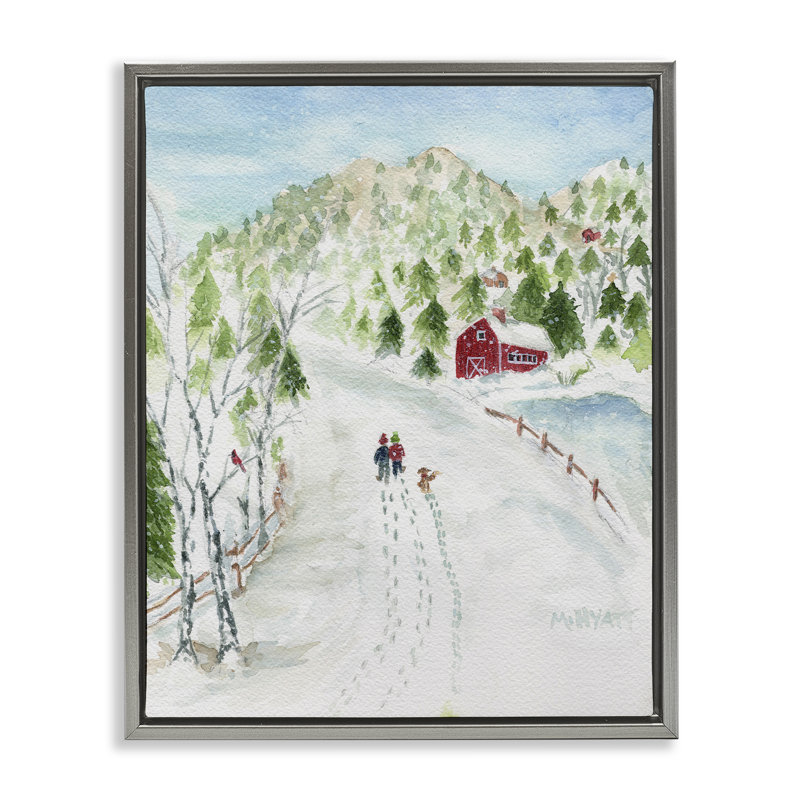 "Steps in Country Snow", art mural sur toile flottante par Melissa Hyatt, Cadre flottant gris lustré, H 21 po x l 17 po