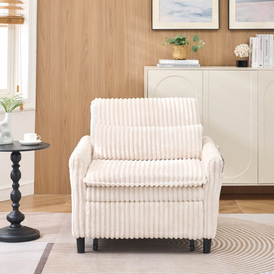 1-Seater Convertible Small Sofa Bed - Teddy Corduroy Fabric For Apartment/Bedroom/Balcony​