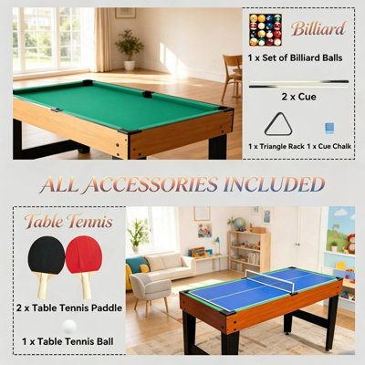 5‑in‑1 Multi Game Table, 53‑Inch Combo Game Table Featuring Foosball, Pool, Ping Pong, Air Hockey and Basketball, Complete Sports Game Set for Game Rooms