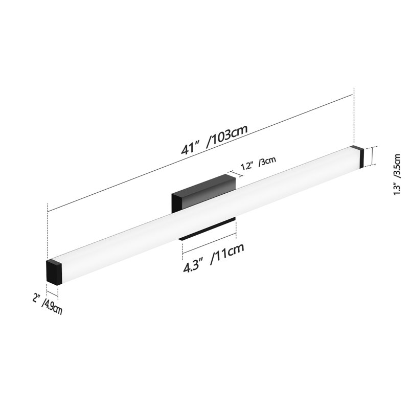 Luminaire de salle de bain moderne noir au-dessus d'un miroir 41 po DEL pour meuble-lavabo