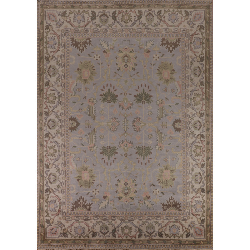 Tapis indien All-Over Oushak gris et ivoire 9 x 12