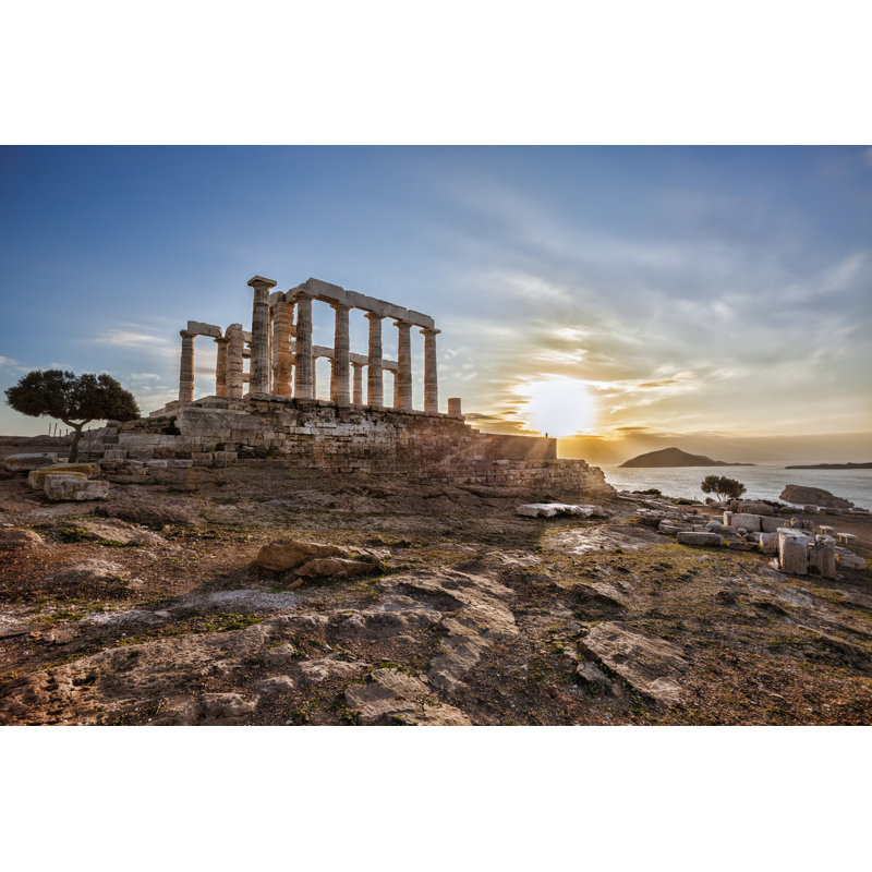 Greek Temple Poseidon - Photographie sur toile tendue, H 24 po x l 36 po