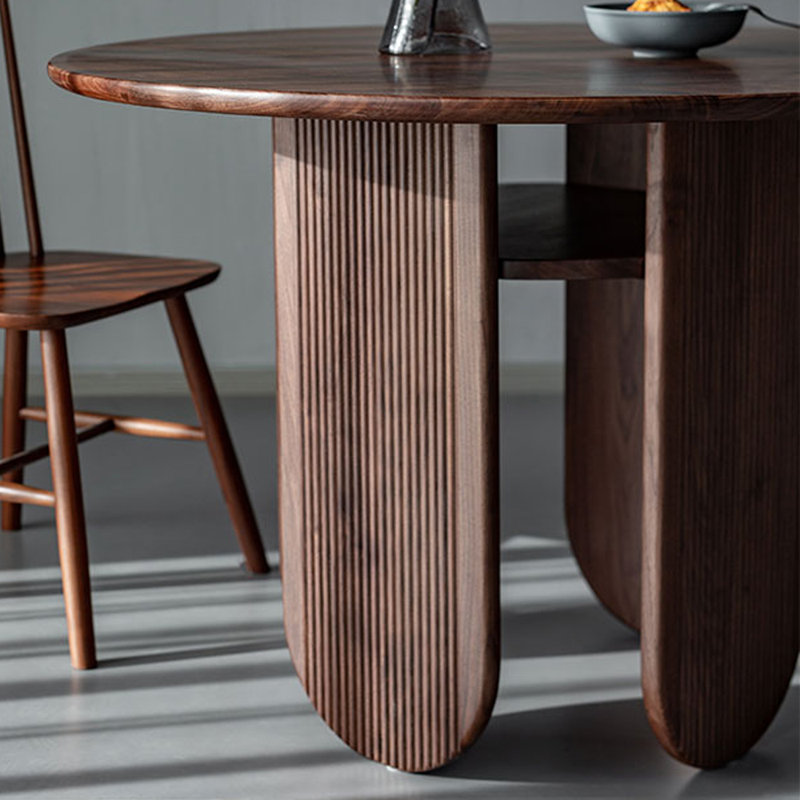 Practical Storable Solid Wood Round Table, Dark Brown, 29.52"H x 43.3"L x 43.3"W