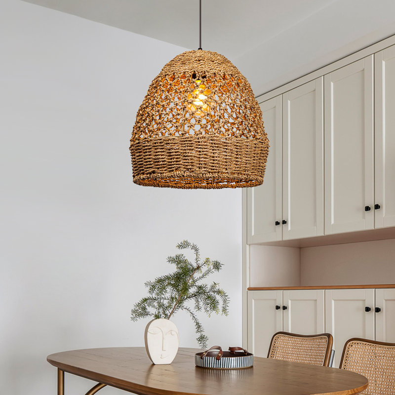 Artibrannan 1 - Light Seagrass Dome Pendant, 23.62" H x 23.62" W x 23.62" D