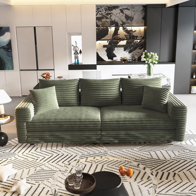 Canapé 82,7 po en velours côtelé moelleux 3 places - Coussin rembourré moderne et confortable, siège profond avec coussins moelleux, méridienne convertible pour salon, chambre à coucher, appartement, bureau (vert)