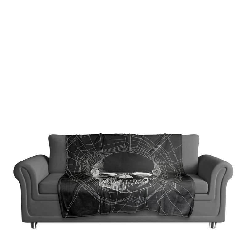Webbed Skull Hand Woven Throw Blanket, 50" W x 60" L