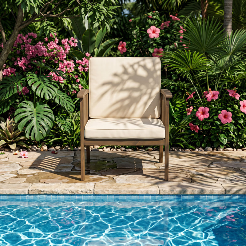 Ensemble de 4 fauteuils de patio club en bois d'acacia l 24 po x P 27,5 po x H 33,5 po Christopher Knight Home