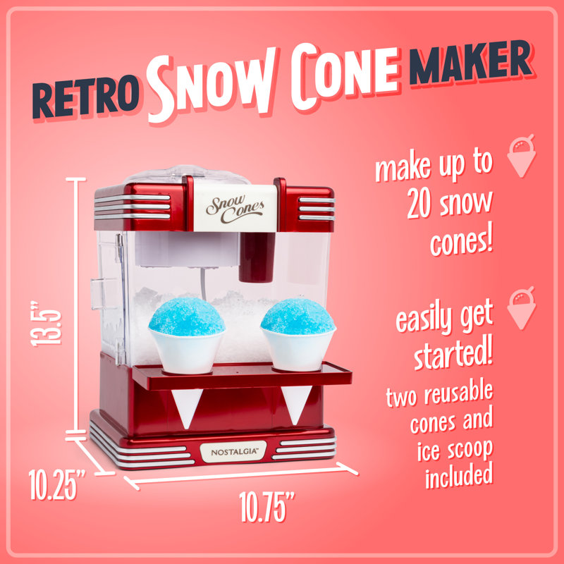 Nostalgia Retro Single Countertop Snow Cone Maker, Red