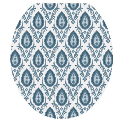 Modern Denim Damask Toilet Seat Decal – Toilet Tattoos Static Cling Vinyl Lid Cover Fits Round & Elongated Seats