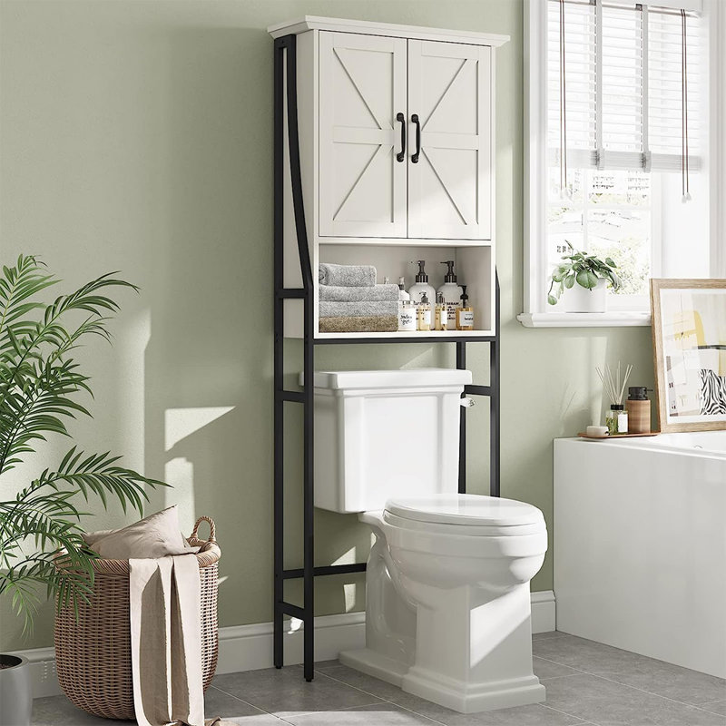 Rangement au-dessus de la toilette en métal et bois H 69 po Trijal, Blanc