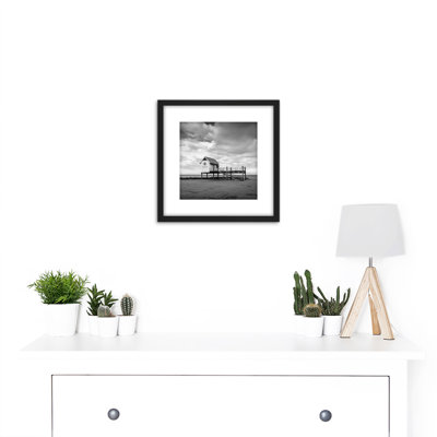 Morecambe Sailing Club Pier Kiosk Black White Photo - Single Picture Frame Print