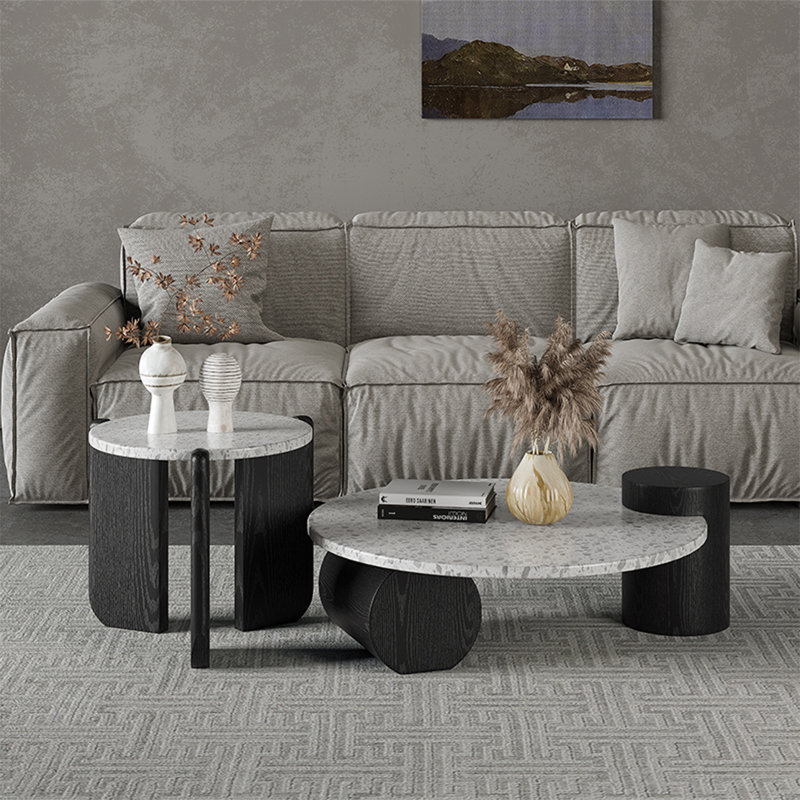 Table basse italienne ronde en terrazzo