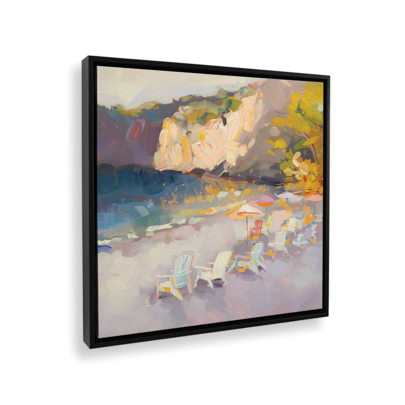 Nocturne Sunset Soiree V2 par Azure Artisanal Studio, Cadre flottant noir satiné, H 14 po x l 14 po x P 1,75 po