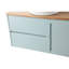 Meuble-lavabo mural bleu de 36 pouces: double tiroir, porte simple, plateau en bois massif, lavabo rond en céramique, tiroir avec rangement pratique et armoire avec miroir, conception moderne et naturelle avec