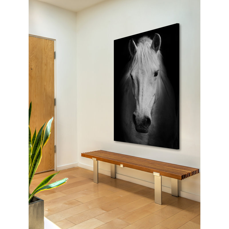 Cheval, reproduction d'art sur toile, cheval noir et blanc, Toile tendue, H 60 po x l 40 po, Sans cadre