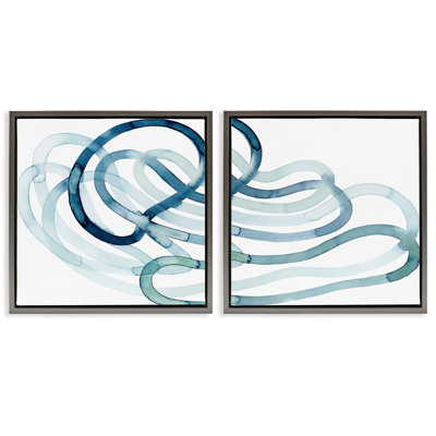 Ensemble de 2 toiles flottantes encadrées «Lives Organic Abstract Line» par Grace Popp