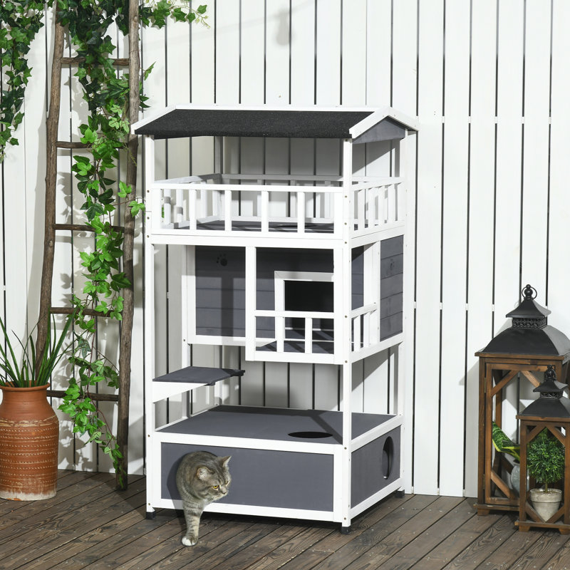 Maison d'extérieur en bois pour chat, Gris