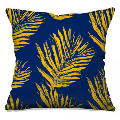Yellow Palm Leaves Double Sided Throw Pillows