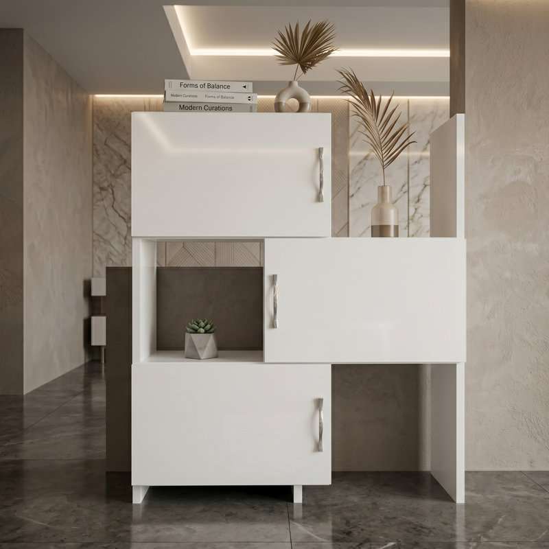Kellan Extendable Geometric Accent Cabinet with Storage