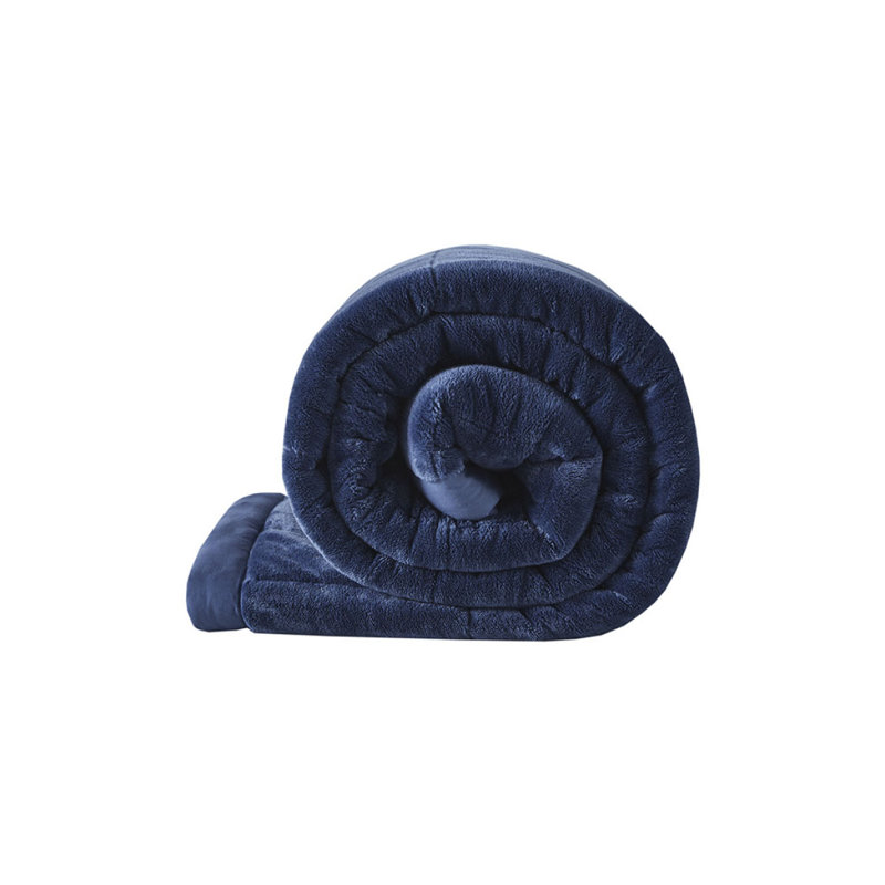 Lightweight Down Alternative Blanket With Satin Trim, Grand lit, Marine