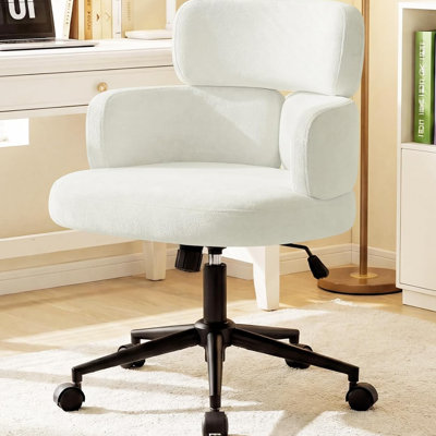 Chaise de bureau rembourrée pivotante et réglable en hauteur, chaise de bureau en forme de trèfle avec accoudoirs
