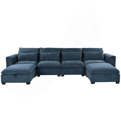 U-Shaped Freely Transformable Modular Corner Sofa With Two Ottomans, Suitable For Living Rooms, Studies, Home Theaters, And More.