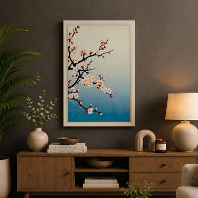 Spring Branch in Bloom Japandi - Wrapped Canvas