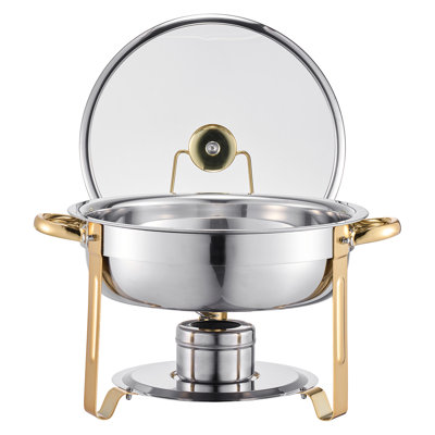 Ensemble 5 pièces de buffet à vaisselle rond en acier inoxydable doré