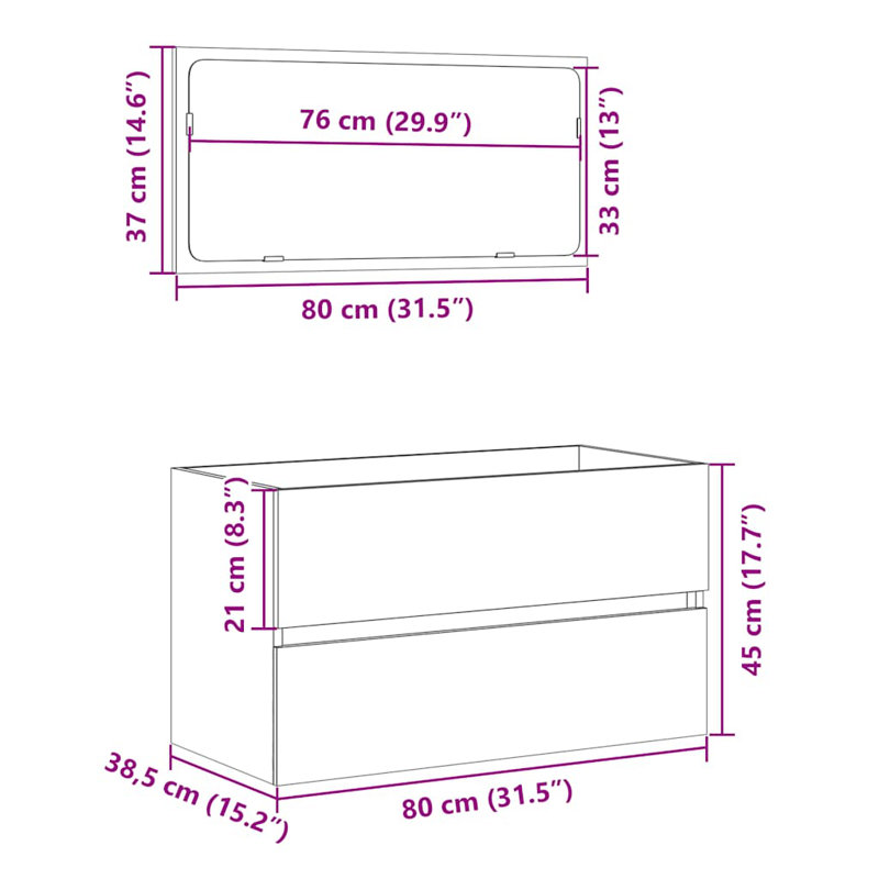 Adja 80cm Bathroom Vanity Base Only, Old Wood