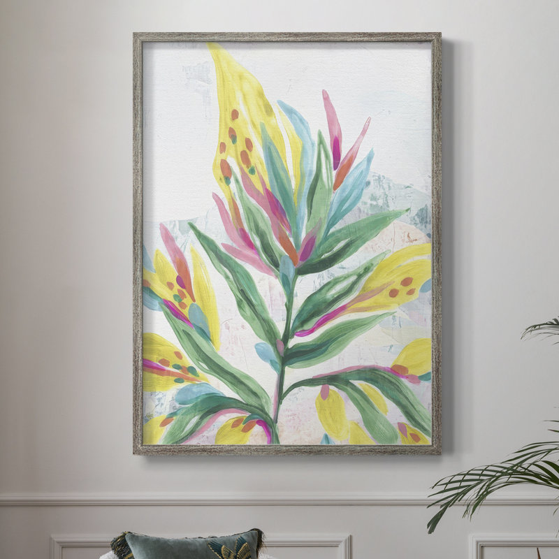 «Tropical Leaf Fresco II», reproduction encadrée - bois massif, H 21 po x l 17 po