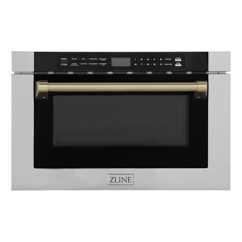 Tiroir à micro-ondes 24 po avec poignée traditionnelle en acier inoxydable ZLINE, Noir / Bronze