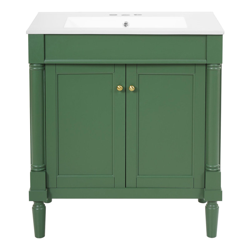 Meuble-lavabo de 30 po avec lavabo en céramique, Vert