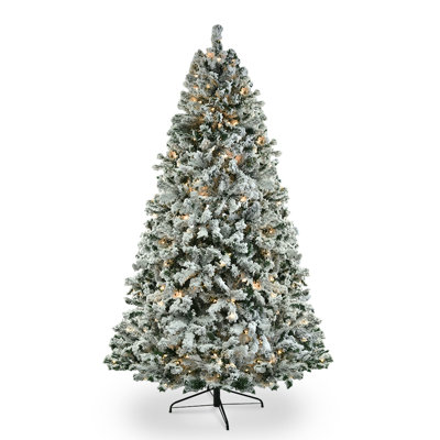 Arbre de Noël artificiel floqué vert avec lumières DEL