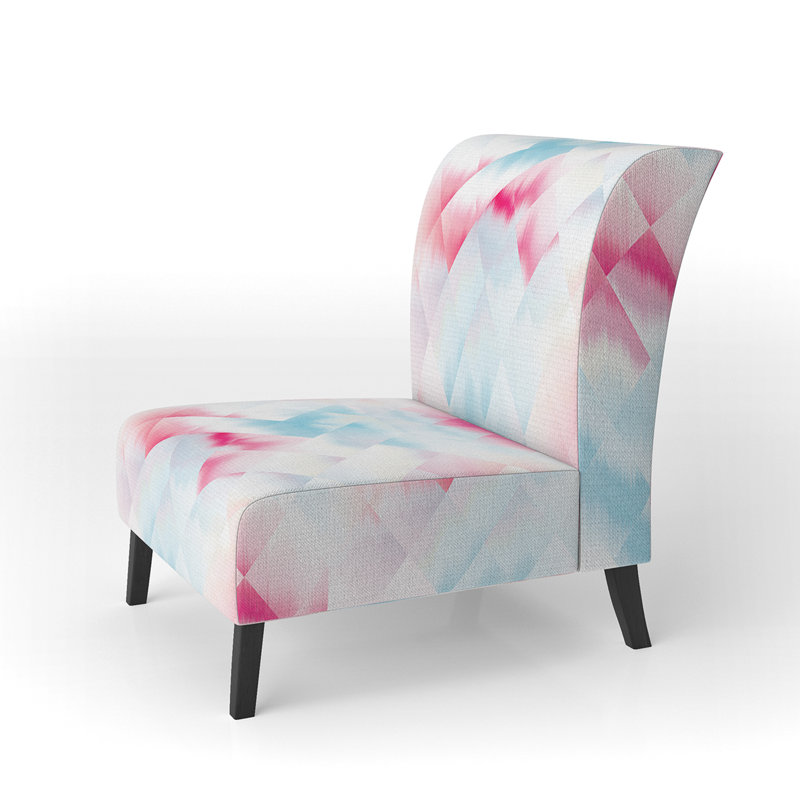 Fauteuil de chambre rembourré à motif géométrique blanc et rose