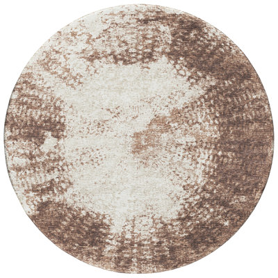 Tapis abstrait brun tissé à la machine