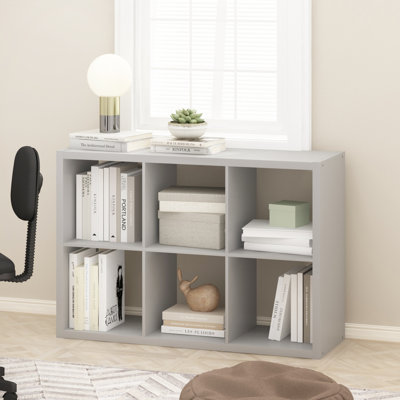 Furinno Cubicle Open Back Decorative Cube Storage Organizer, 6-Cube, Light Grey