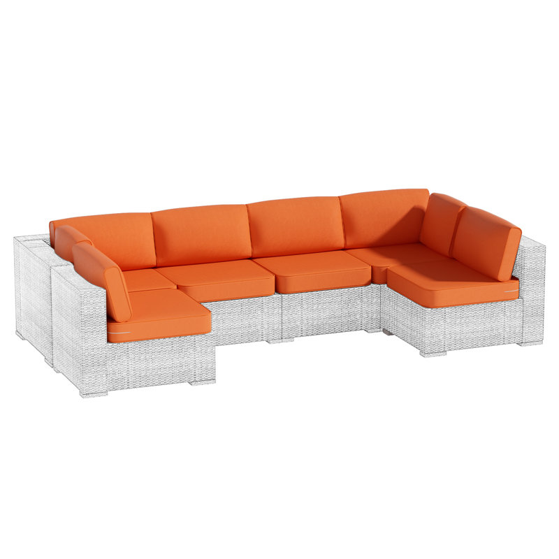 14 Piece Outdoor Sectional Cushions,Water-Resistant Patio Funiture Sectional Cushion Fits 6-seat Rattan Conversation Set Sofa Seat / Back Cushion (Including 4" High Density Foam )