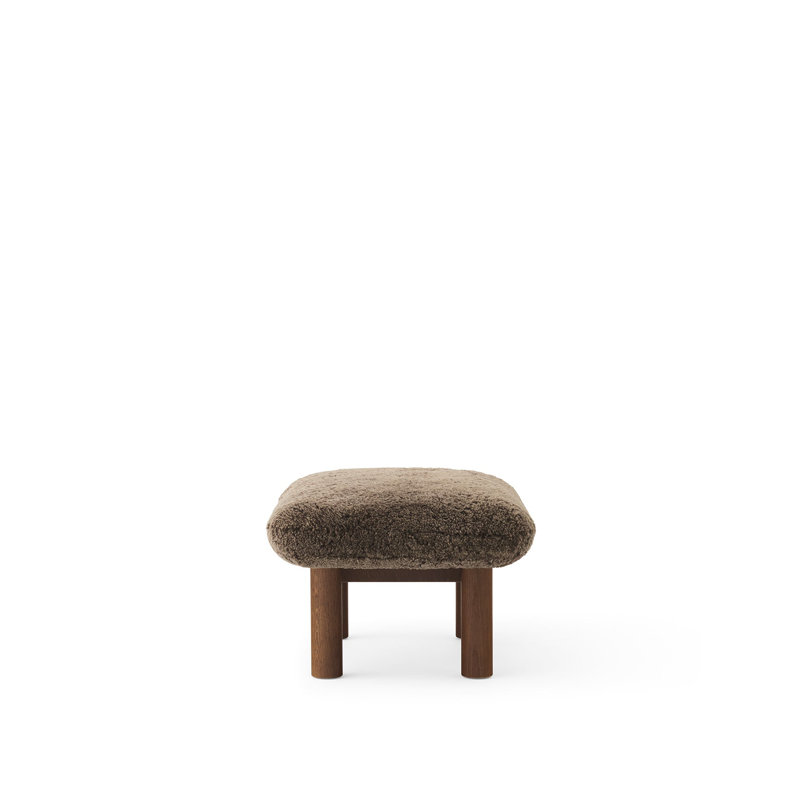 Brasilia Ottoman, Sheepskin Sahara, Walnut