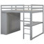 Lit mezzanine double en bois massif avec garde-robe intégrée, bureau et tiroirs de rangement dans l'espace fonctionnel gris-704106378