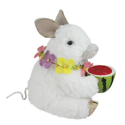 Figurine de table 6,75 "en porcelaine de Sisal avec Lei floral et melon d'eau
