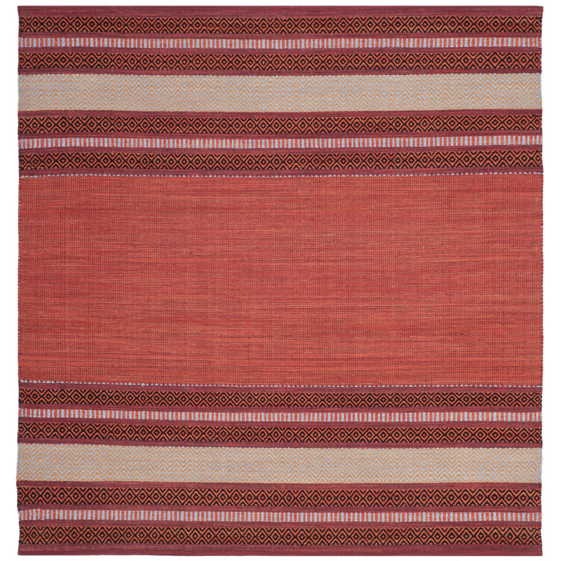 Bokara Hills Hand Woven Cotton Striped Rug, Square 6'